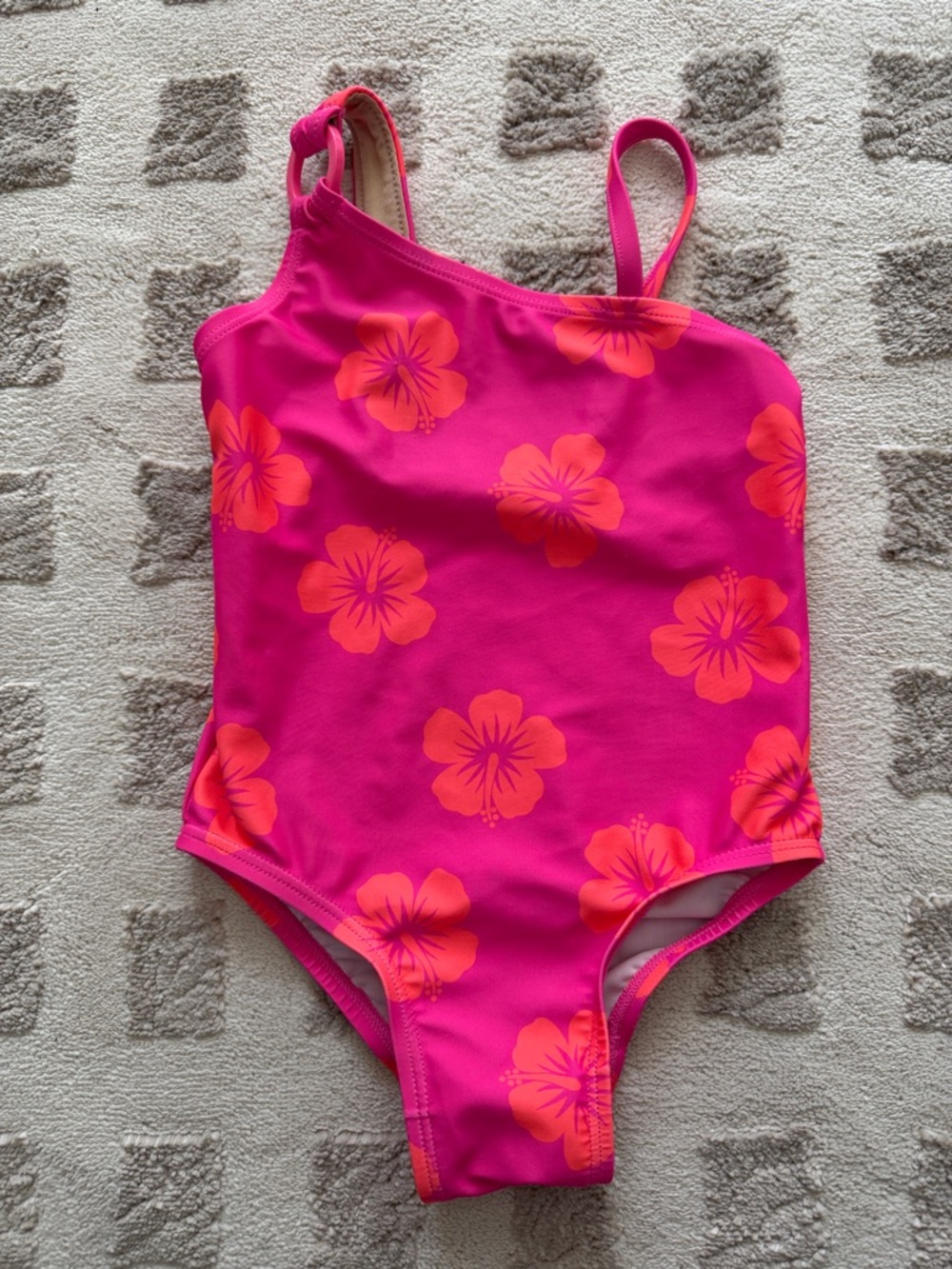 Old Navy Hot Pink One-Shoulder Floral One-Piece
